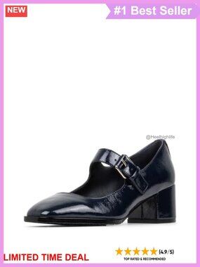 Faux Leather Mary Jane Block Heel Memory Foam Work Shoes